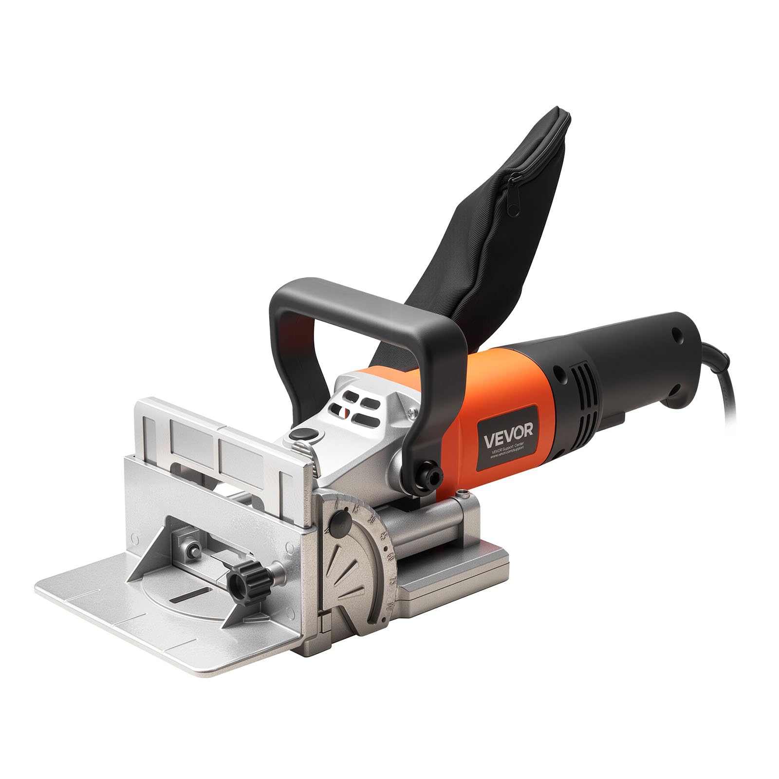 VEVOR Akku Flachdübelfräse, 5,9 A, Nutfräse mit 11.600 U/min 760 W Motor, 45-Grad-Positionierungskerbe, Hartmetall-Sägeblatt, Staubbeutel, einstellbarem Winkel & Tiefe, für Holzbearbeitung