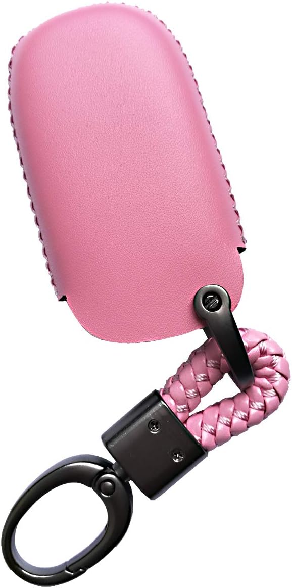 Alegender Pink Leather Key Fob Cover Case Remote Protector for 2017 2018 2019 2020 2021 Jeep Grand Cherokee Chrysler 200 300 Dodge Durango Charger Challenger Journey Fiat 5 Buttons