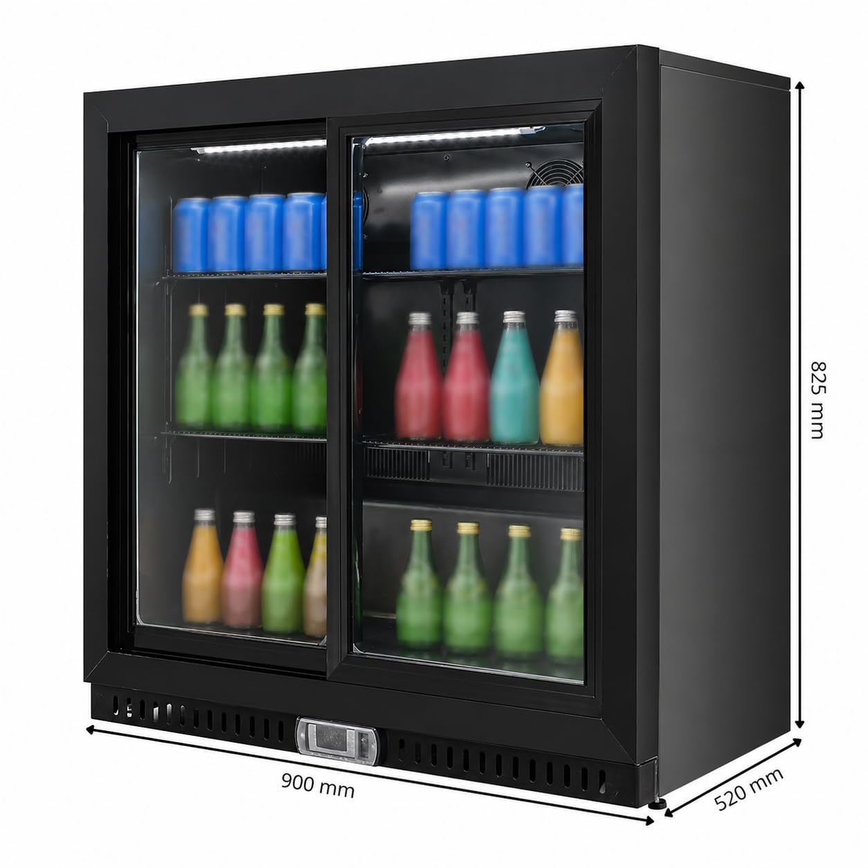 Générique Arrière Bar Réfrigéré 2 Portes Coulissantes Vitrées 900 mm 192 L Froid Ventilé R290