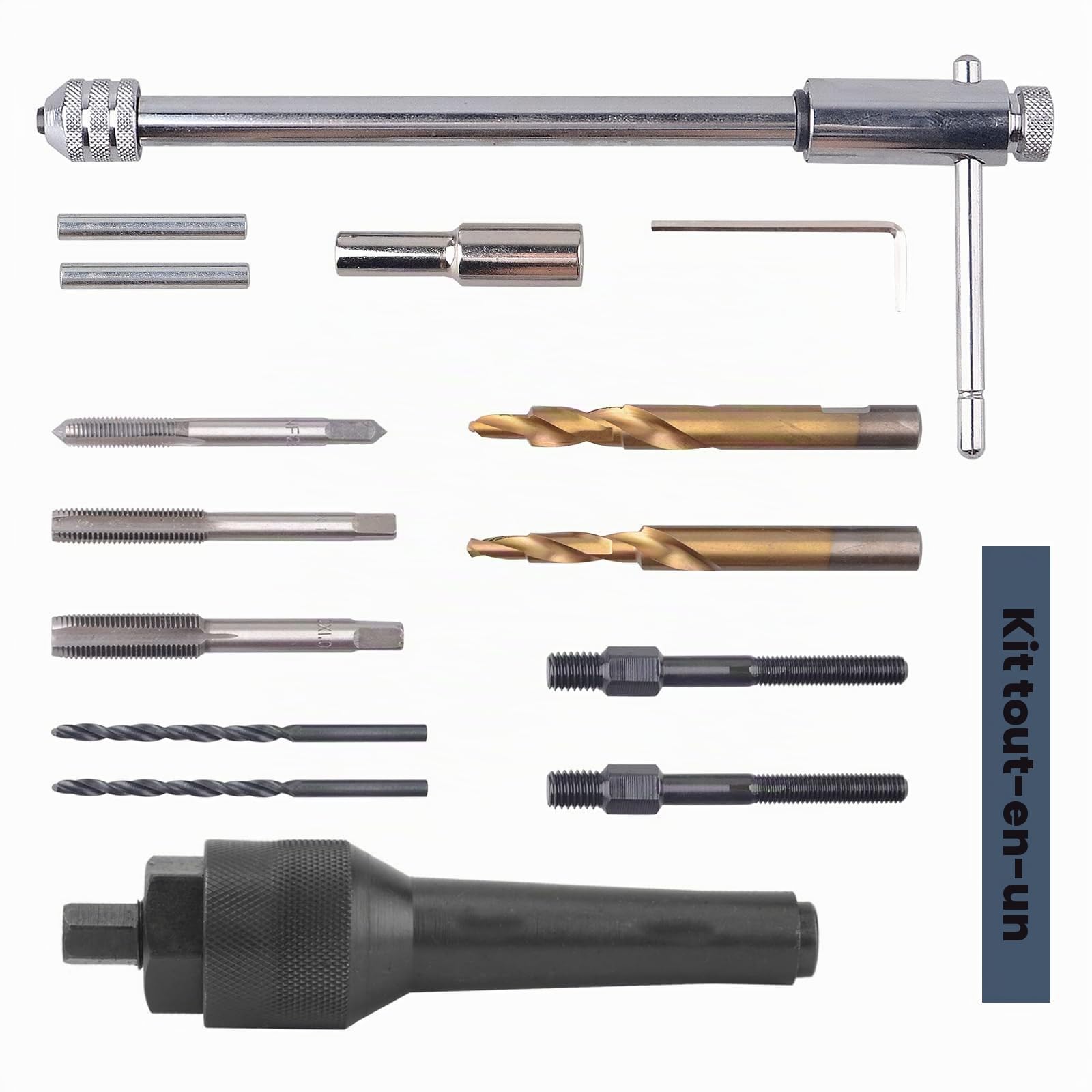 FreeTec 16PC Extracteur Bougie de Préchauffage, M8 M10 Extracteur Démonte Clé de Bougie Préchauffage Cassée avec Foret Étagé et Taraud, Kit Réparation Bougies Préchauffages pour VW Mercedes Opel CDI