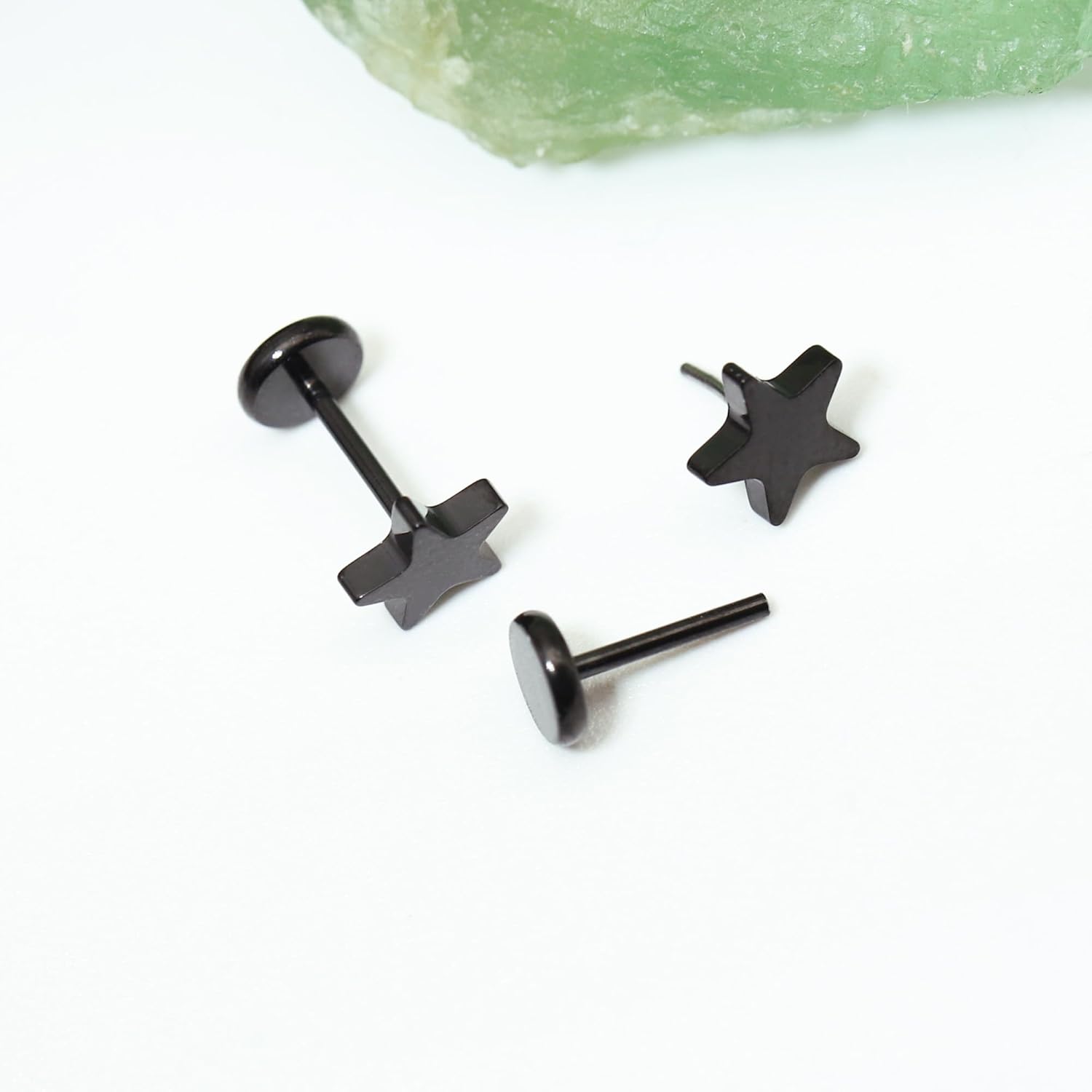 ZDE Women Earrings Threadless Flat Back Star Earrings Titanium Hypoallergenic Cartilage Non-Nickel Pink Push Back Earrings Studs for Sensitive Ears Simple Classic Earstuds - Image 6