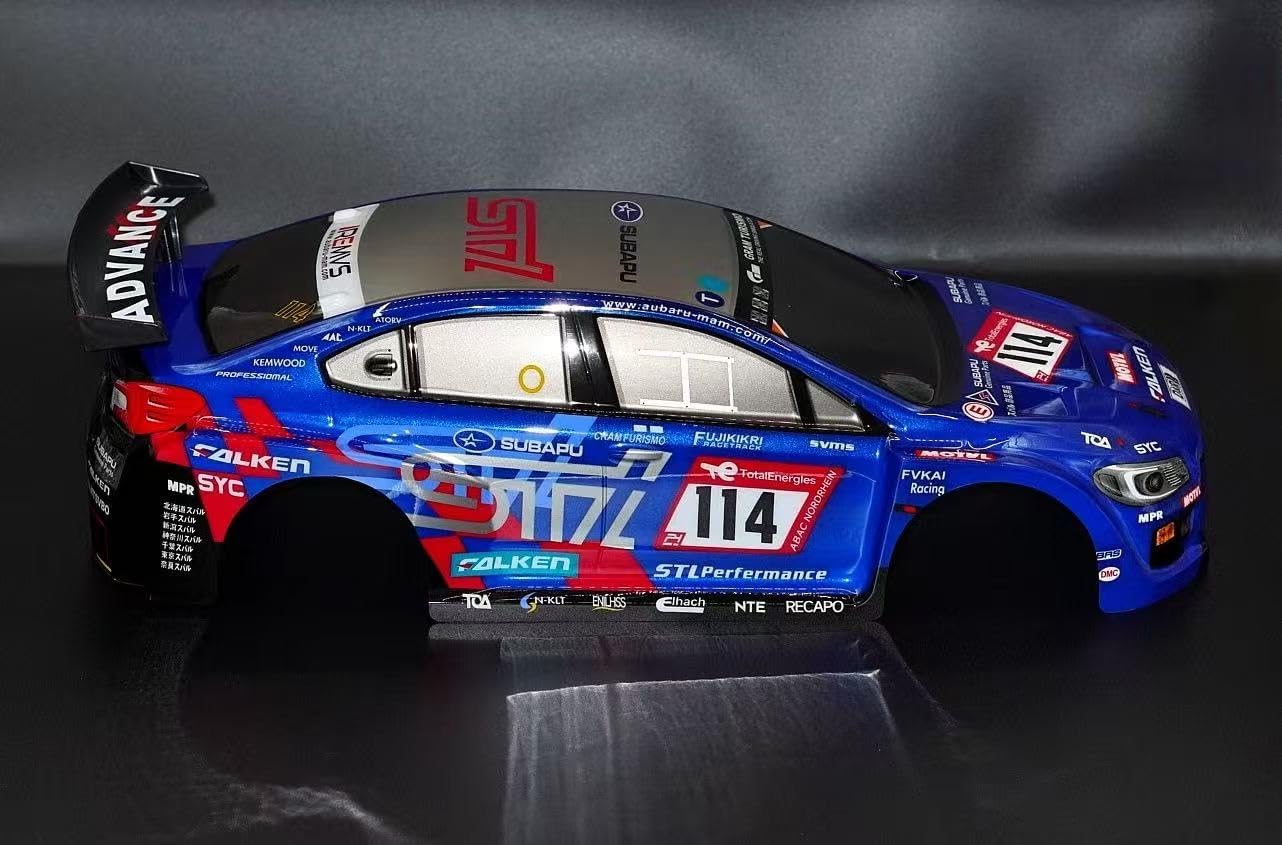 1/10 Scale RC Drift Racing Touring On Road Car Painted Body Shell, Spoiler Included, Pre-Cut, 258mm Wheelbase (Subaru STI Style)