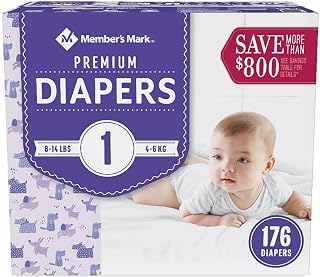 Member's Mark Premium Size 1 Diapers (Netcount 176 Diapers),, 176Count ()