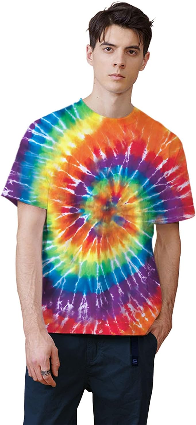 Tie Dye Shirts for Men, Short Sleeve Mens Tie Dye Shirts, Mens Rainbow Tie Dye T Shirts - Image 2