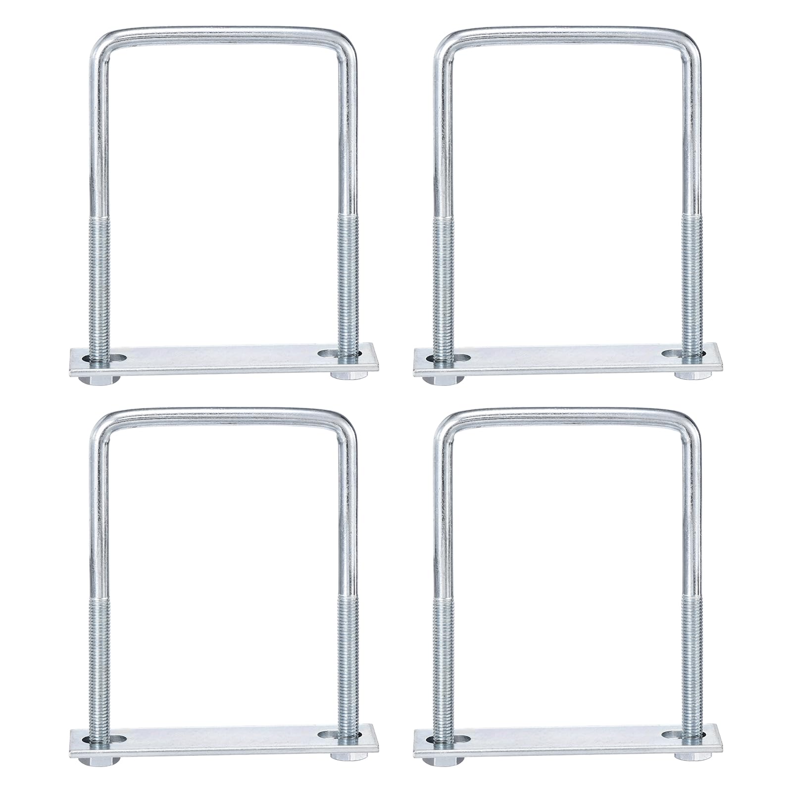sourcing map 4Pcs Leaf Spring Clamp Kit M8 Square U-Bolts Clamp Fits Leaf Springs Up to 3.2" Wide Locks Leaf Springs with Screws for Better Control of Axle Torque Trailer Truck Boat 5-1/8" l