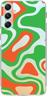 PrintiFy Samsung Galaxy A34 ile Uyumlu Kapak Renkli Desen E Yeşil Tasarımlı 1mm Fit Şeffaf Silikon Kılıf