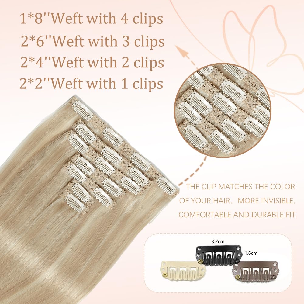 HotLulana Extension Capelli Veri Clip 7pcs 45cm 120g Extension Capelli Veri 18 Pollice Extension Capelli Clip Invisible Extension Clip Capelli Veri Clip IN Extension Human Hair P18K/613#