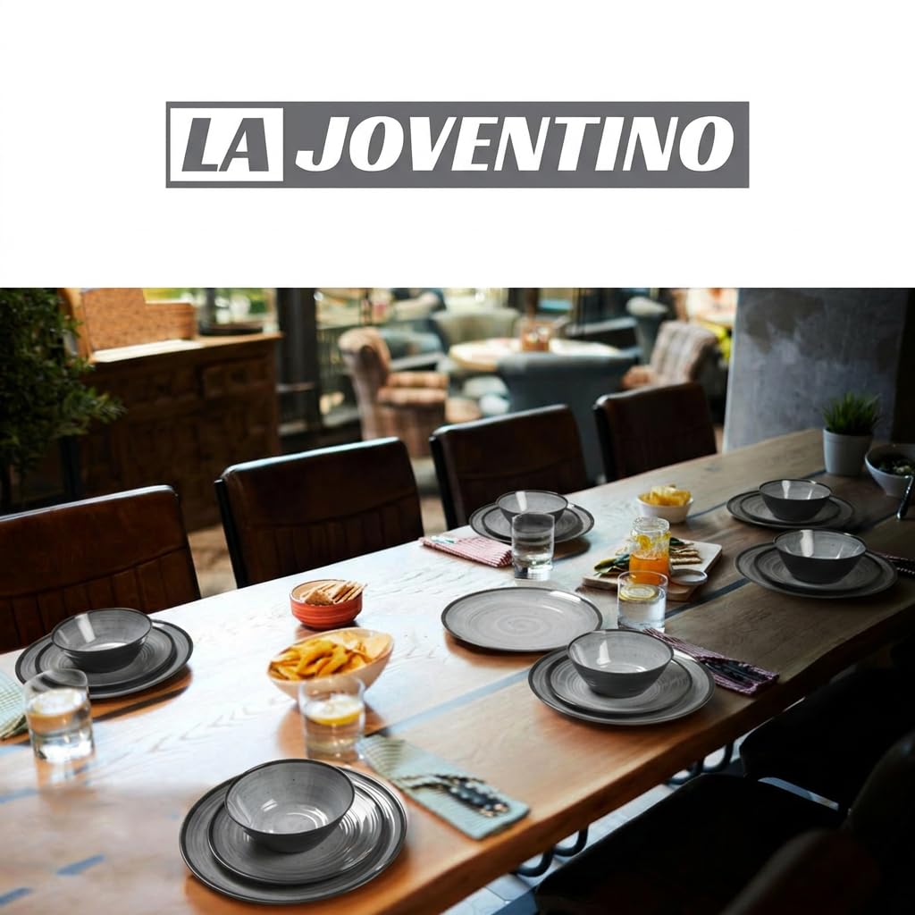 Set di stoviglie da campeggio in melamina da 24 pezzi per 8 persone - Set di piatti con tazze e ciotole - Adatto per campeggio, camper e picnic - Design incudine