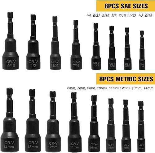 Miniatura 3 de Kit de destornillador de tuerca hexagonal magnética, juego de brocas de 33 piezas para taladro de impacto con extensión de broca y adaptador,