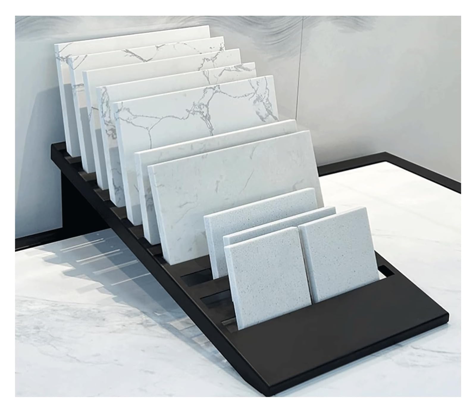Stojak na płytki, metalowy marmurowy organizer na próbki płytek podłogowych, półka na próbki płytek porcelanowych na biurko i płyty kamienne