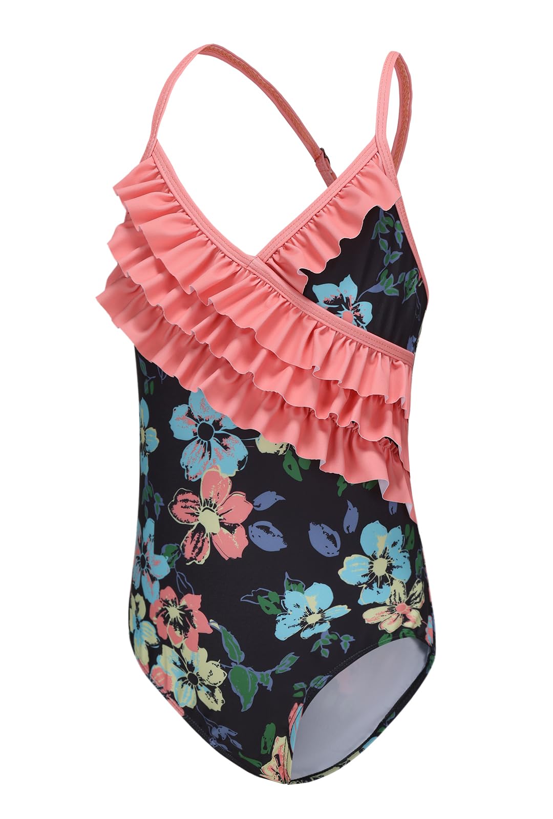 Aisyee Maillot de bain une pièce pour filles - Motif floral à volants