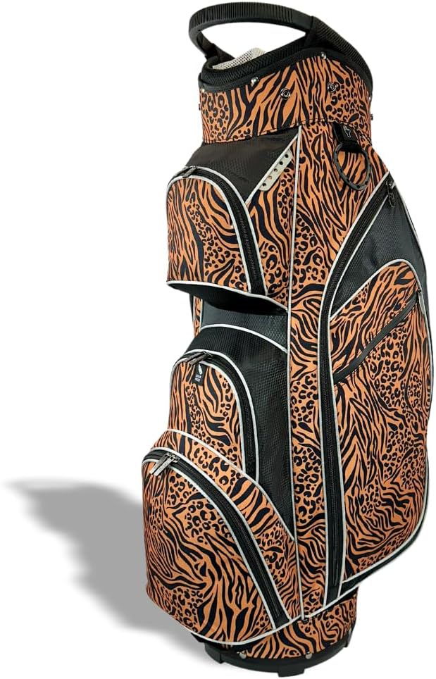 Taboo Fashions Ladies Golf Bag - 14-Way Women’s Golf Cart Bag with Insulated Cooler Pocket, Rain Hood, 7 Zippered Pockets & More - Stylish Golf Accessories for Women