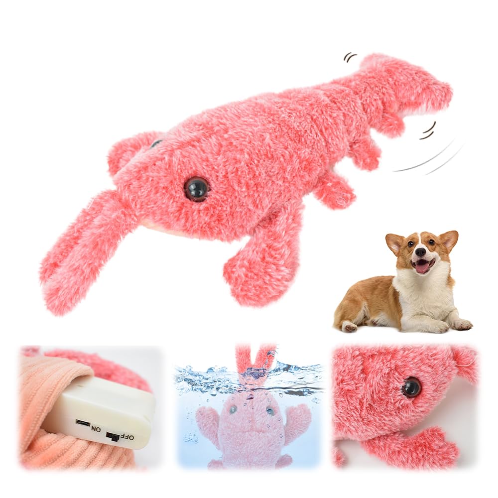Lobster Interactive Dog Toy, 2024 New Toy for Dog, Dog Toys Indestructible Jumping Moving Dog Toys for Medium Dogs, Calming Pet Toys Sturdy Puppy Chew Toys for Teething (#B)
