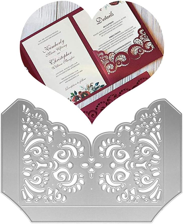 Metal Flower Wedding Invitation Card Base Cutting Dies, Laser Cut Invitations Die Cuts Embossing Stencils Template Mould for Card Scrapbooking and DIY Craft Album Paper Card Decor