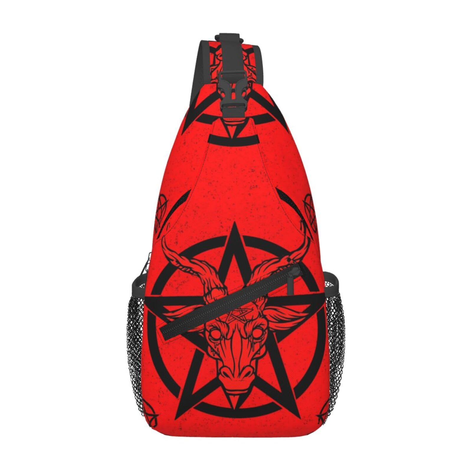 QWEHHEVG Red Satanic Pentagram Outdoor Crossbody Shoulder Bag For Unisex Young Adult Hiking Bicycling