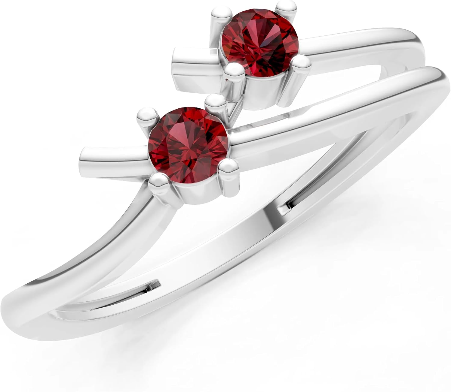 PEORA Round Cut Garnet Stackable Band Available in Solid 10K, 14K or 18K Ring – White, Yellow or Rose Gold