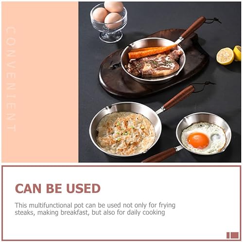 Miniatura 7 de Cabilock Sartén pequeña para huevos, 5 unidades, mini sartén de acero inoxidable, sartén antiadherente para freír huevos, sartén de calentamiento de