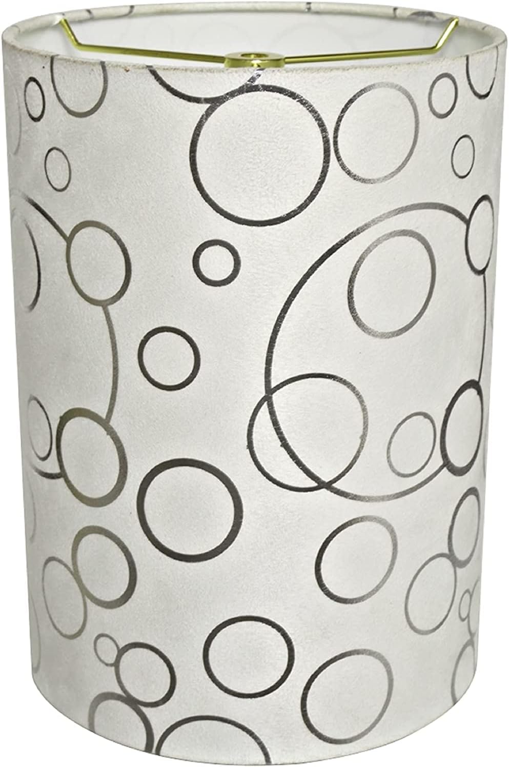 Aspen Creative 31114A Transitional Drum (Cylinder) Shaped Spider Fitter Lamp Shade in White with Circle Pattern, 8" wide (8" x 8" x 11")
