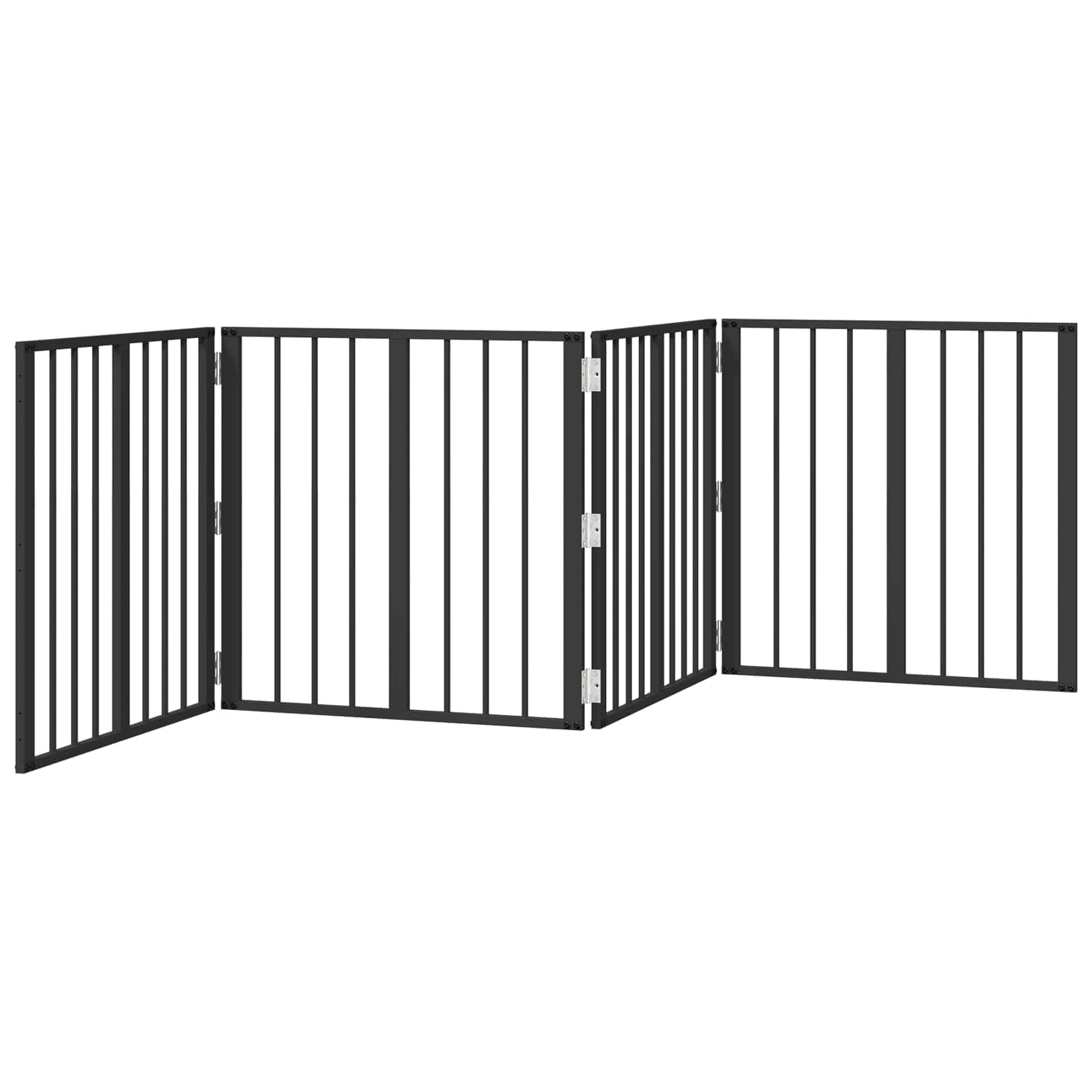 Portería para perros, 4 unidades, color negro, 60 x 60 cm, acero galvanizado, plegable y modular, parque seguro para cachorros y perros pequeños, rejilla protectora versátil para uso en