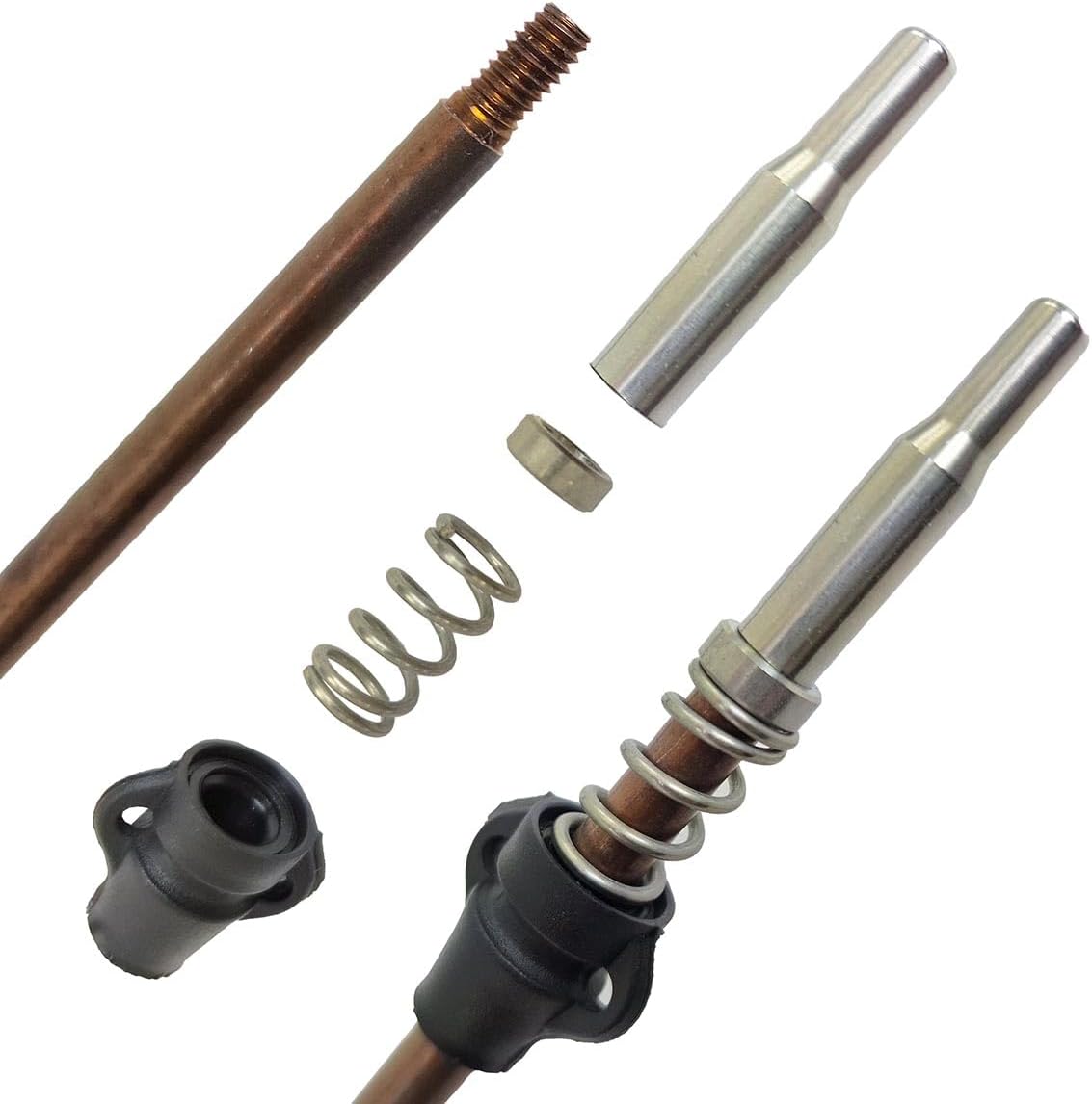 9/32” (7mm) Pneumatic Speargun Spear Shafts 17-4PH Hardened Stainless Steel Rockwell 44C with 6 mm Threads - Includes Slide Ring, Spring and Adapter