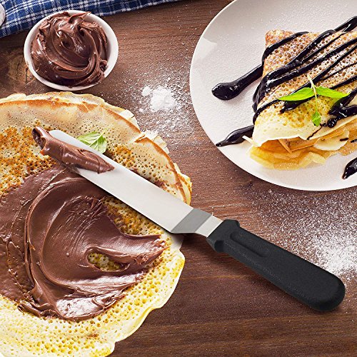 Szxc Small Baking Spatulas Set - 2 Offset & 1 Straight Icing Spatula - 4.5 Inch Stainless Steel Blade - Angled Cake Decorating Frosting Spatulas - Black #TOP4