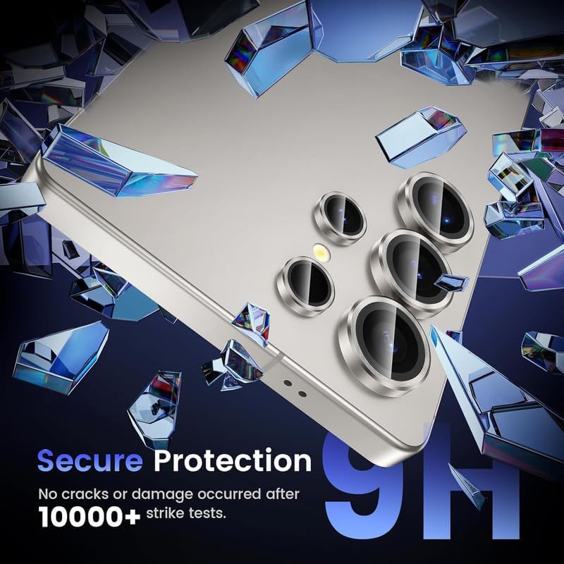 Image of Skinomi Camera Lens Protector Compatible with Samsung Galaxy S25 ultra 5G [Anti-Scratch] Premium Tempered Glass Film Aluminum Alloy Lens Ring Cover- Titanium Grey