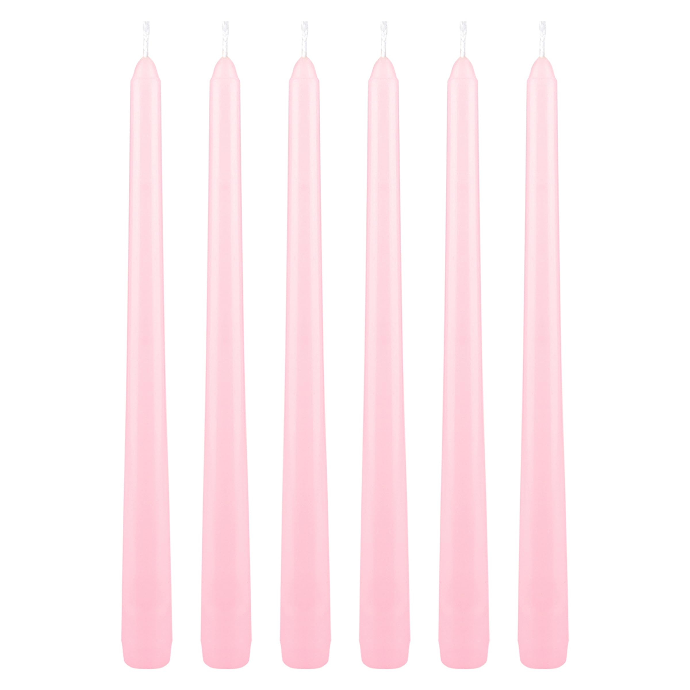 Mega Candles 6 pcs Unscented Pink Taper Candles, Hand Poured Wax Candle 10 Inch x 7/8 Inch, Home Décor, Wedding Receptions, Centerpieces, Occasions,