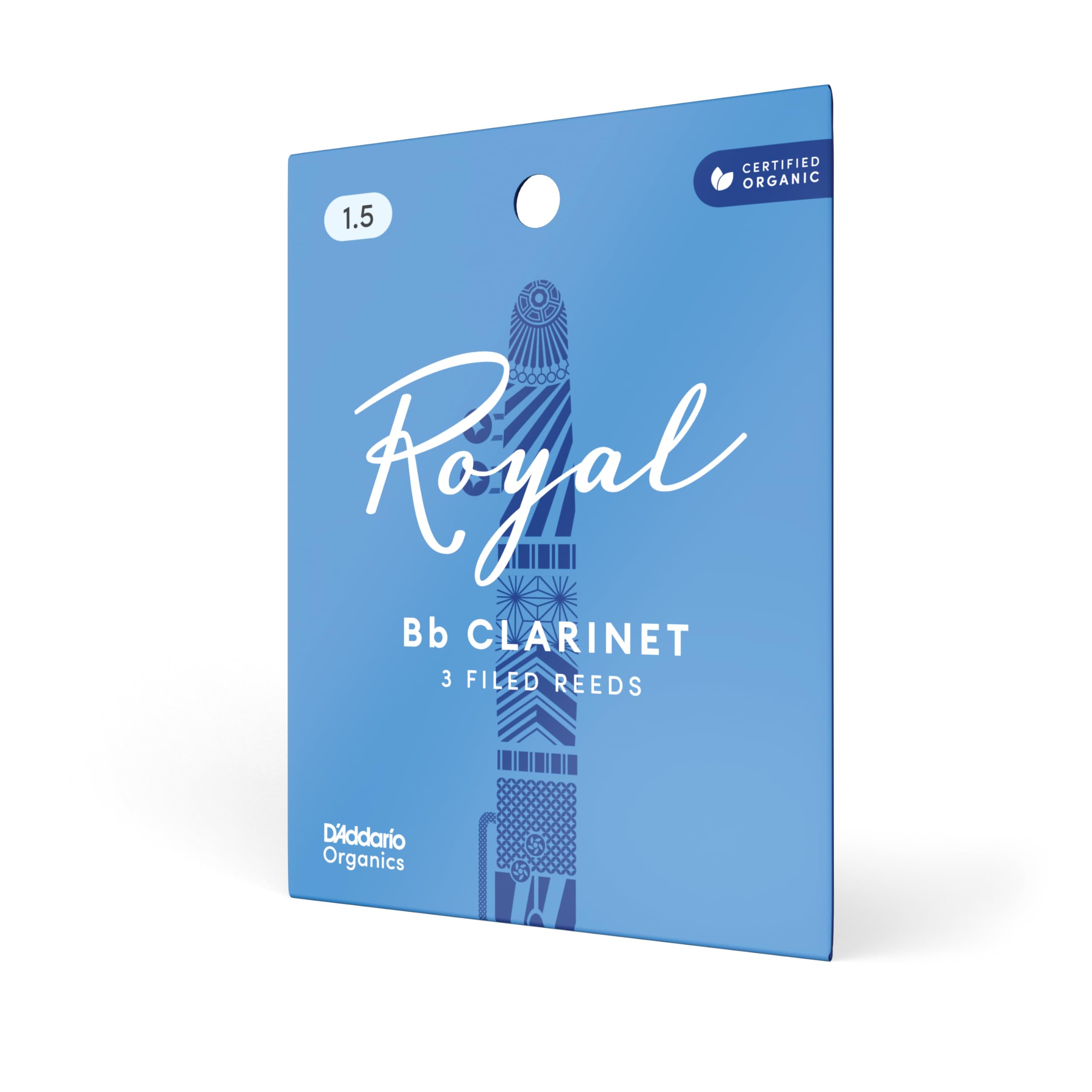 Royal by D'Addario Bb Clarinet Reeds, Strength 1.5, 3-pack
