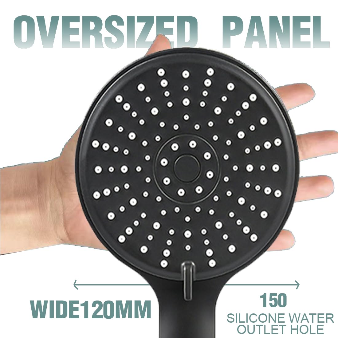 Soffione Doccia Soffione doccia grande (120 mm di diametro) con5 modalità di erogazione dell'acqua, soffione doccia ad alta pressione, Soffione Doccia Risparmio Idrico 8L/min cromato