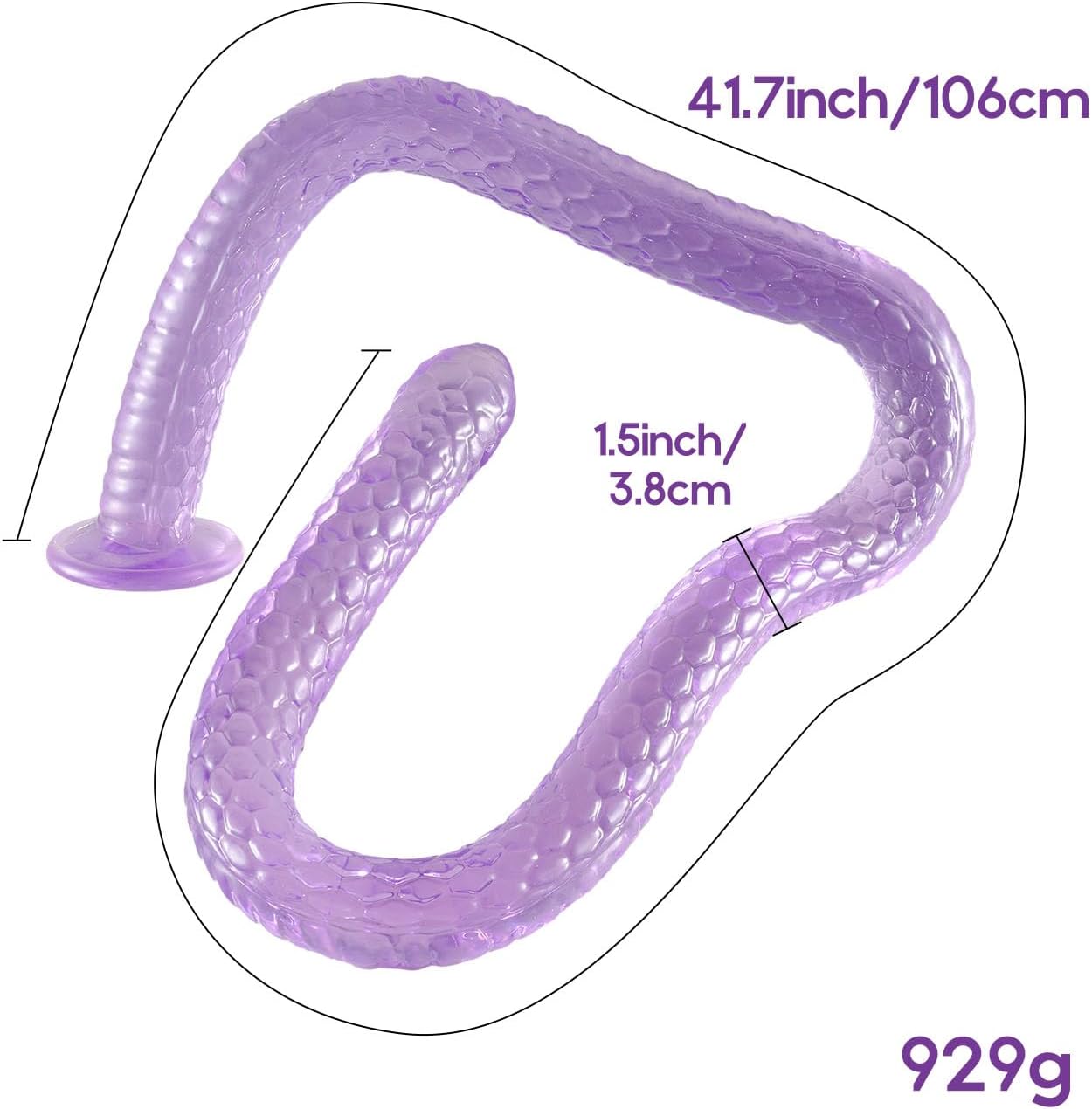 41.7 Inch Super Long Anal Plug Dildo, Flexible Butt Plug for Deep Pleasure, Soft Prostate Massage G-spot Stimulation, Adult Sex Toys for Men Women (Purple)