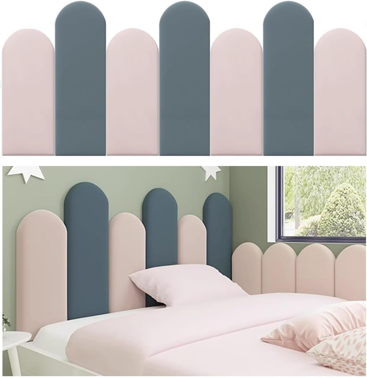 Tête de lit auto-adhésive 3D rembourrée pour sécuriser la chambre d'enfant et éviter les chocs