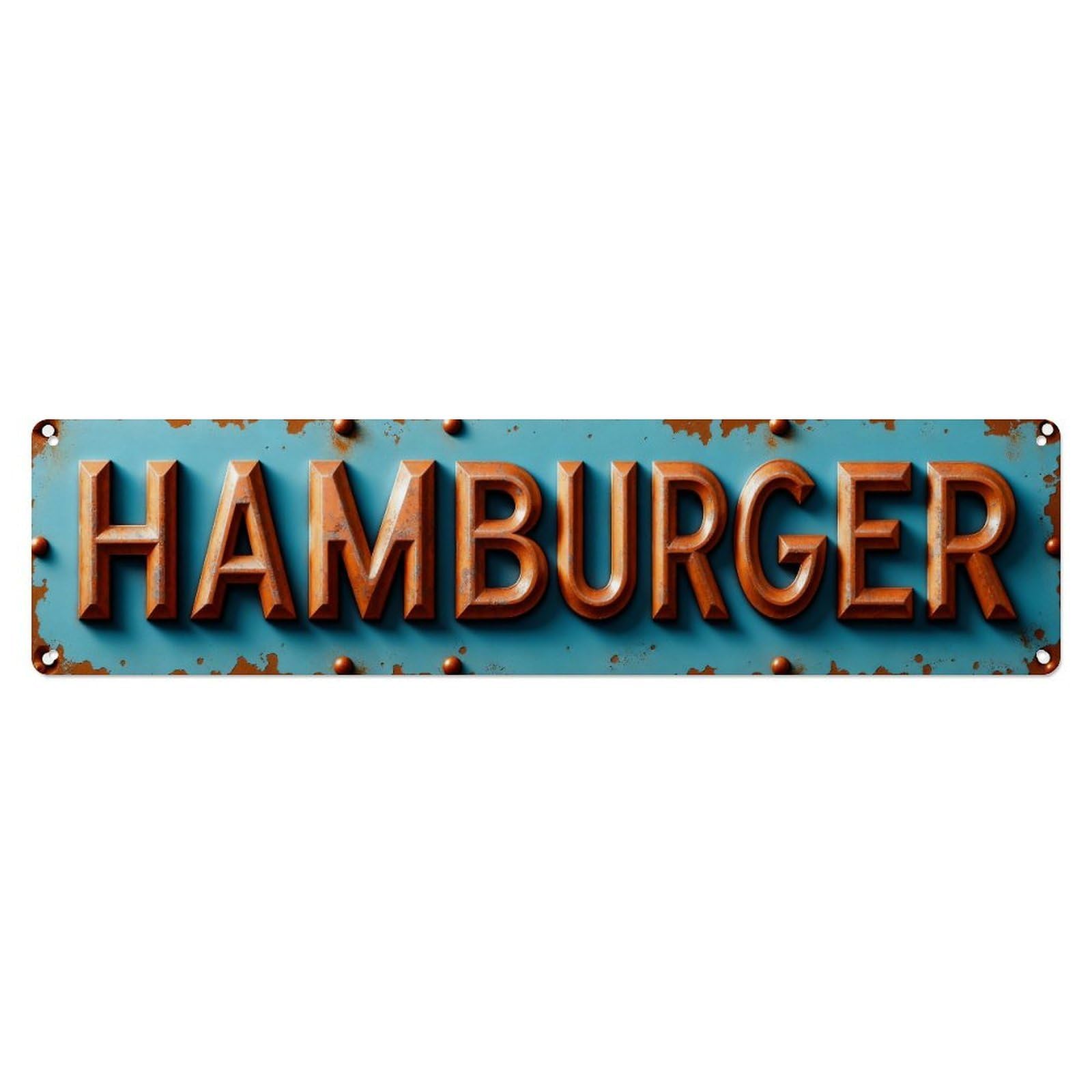 Hamburger Sign Rustic Metal Style Metal Tin Sign Plaque