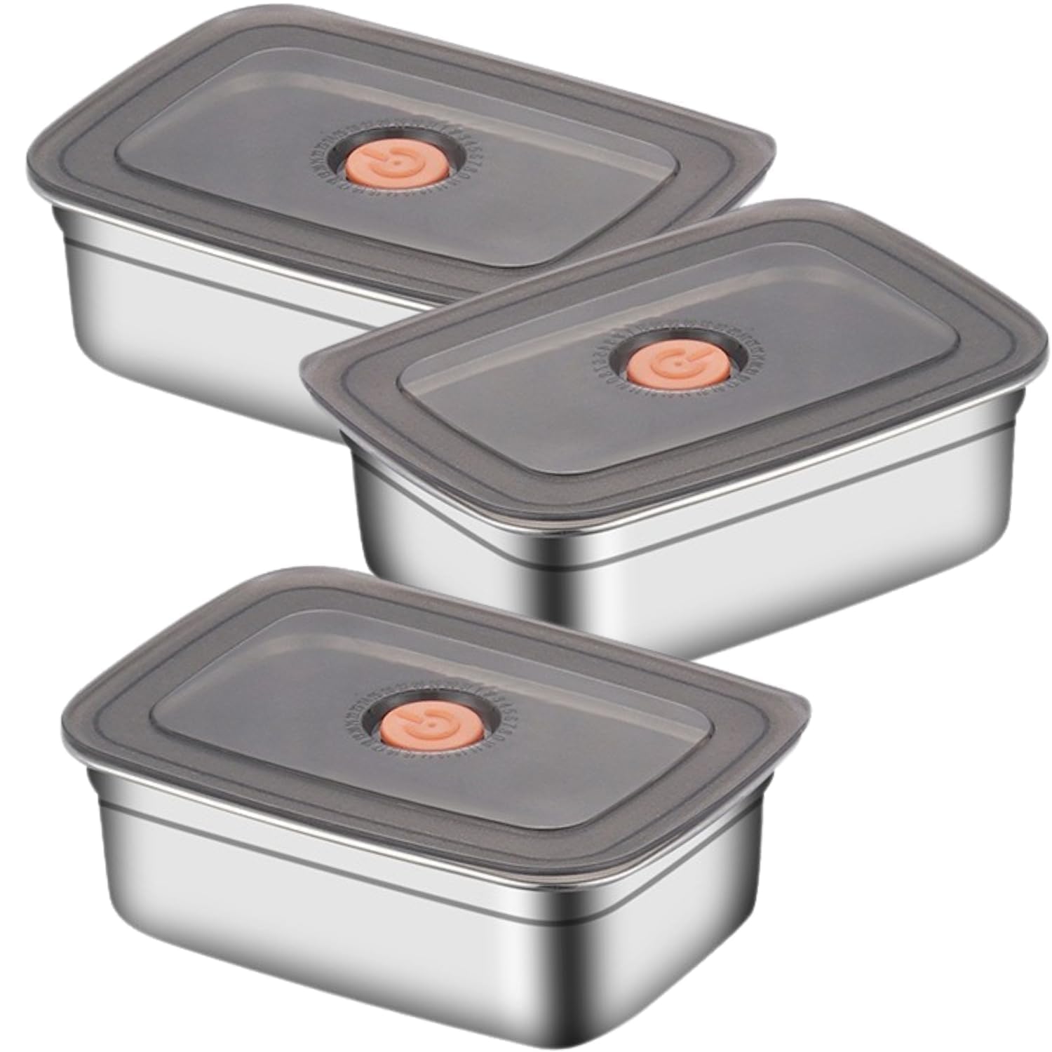 EVIRA Fridge Storage Box 316 Stainless Steel Food Storage Containers | Food Grade, Leakproof Kitchen Organizer | Freshness Locking, Microwavable & Freezer Safe (1200 ML - 3 PCs)