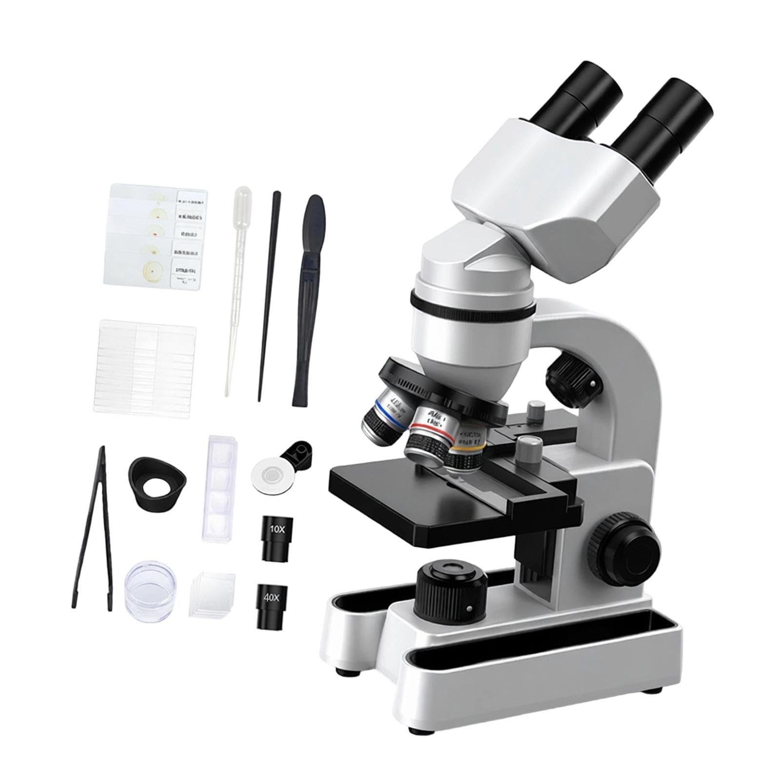 Sharplace Microscopio per bambini con 10 vetrini e ingrandimento 1600x, giocattolo educativo interattivo per l'apprendimento scientifico, ideale per bambini