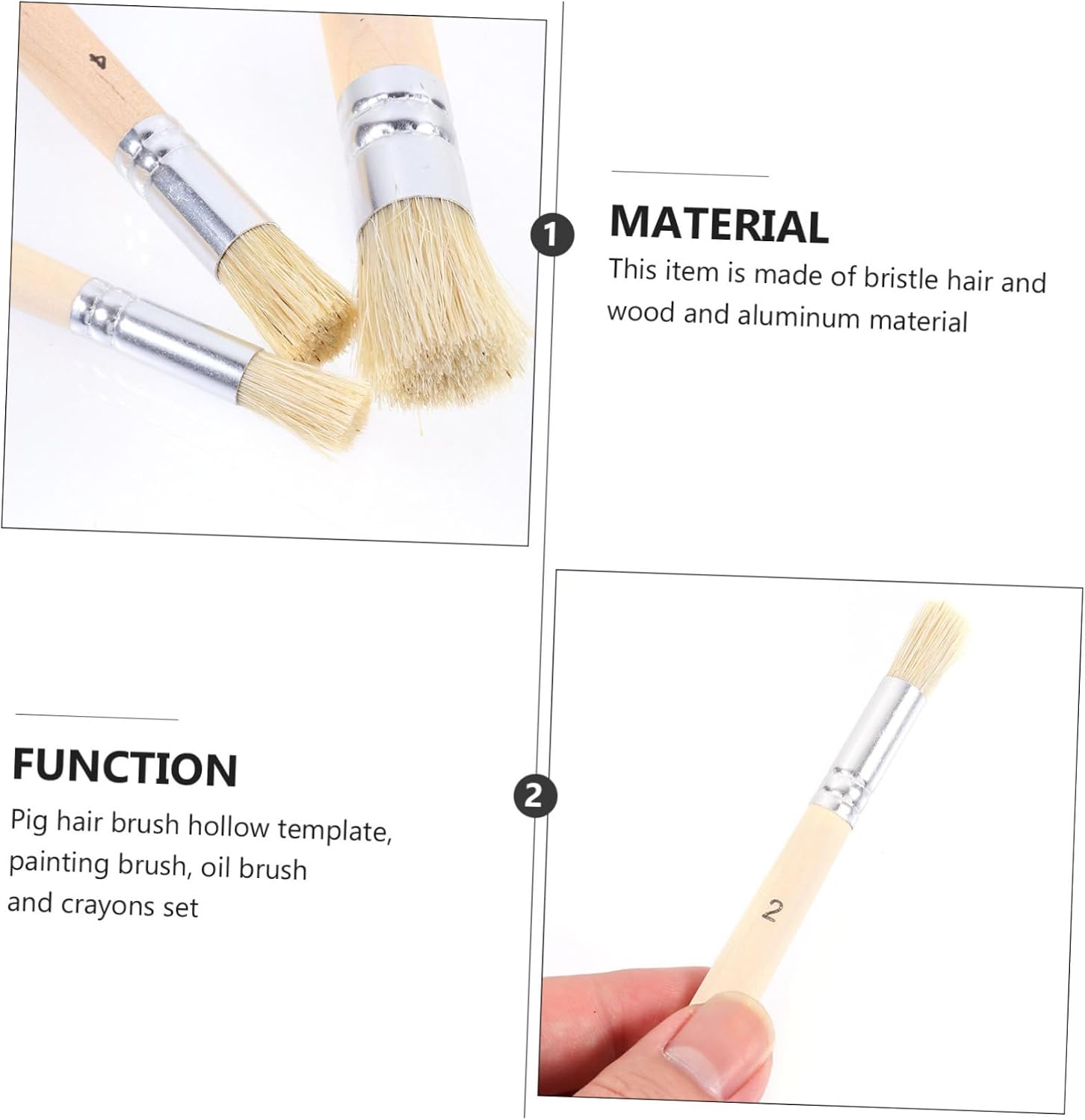 DOITOOL 3set Bristle Brush Set Art Stencil Paint Brush Set for Boys and Girls Adults DIY Art Crafts Oil Watercolor Paintings