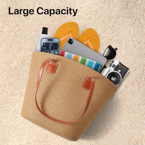 Image of Straw Bags For Women | Travel Straw Totes Bag, Summer Woven Shoulder Bag Handbag