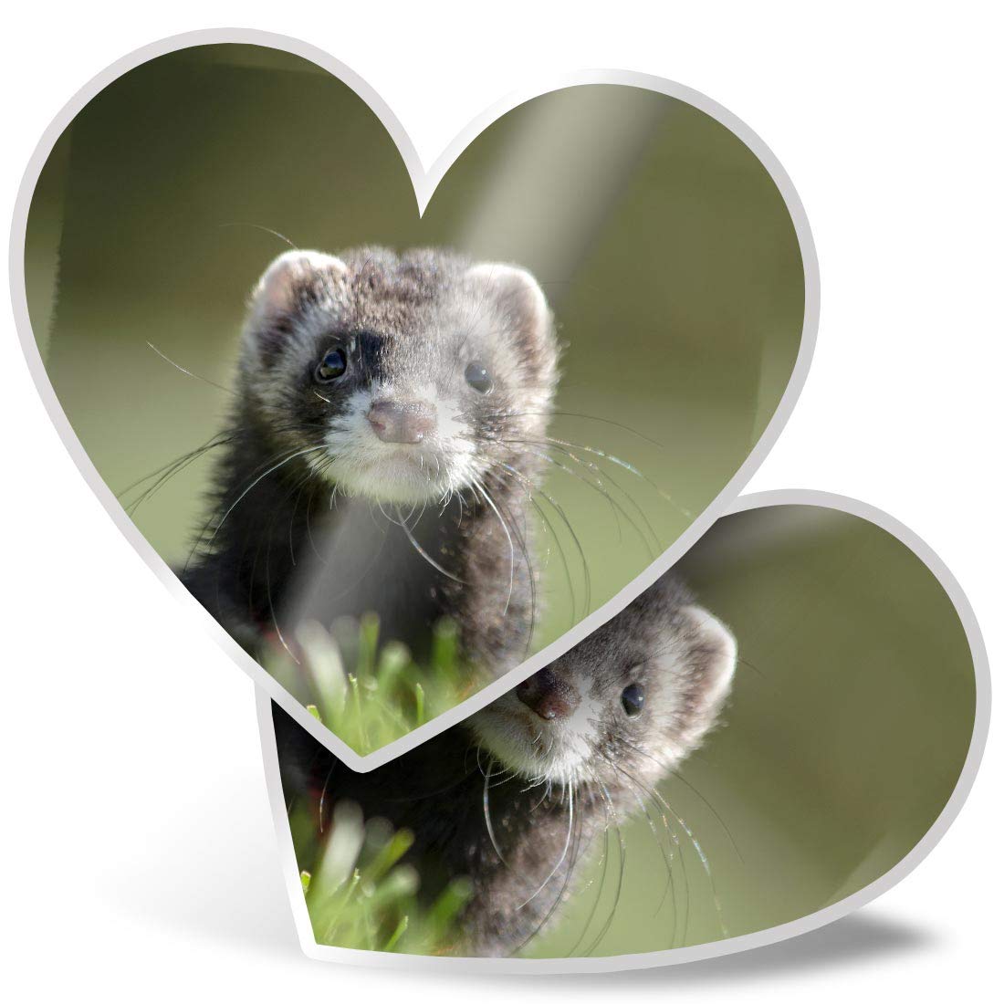 2 x Heart Stickers 7.5 cm - Grey Ferret Polecat Weasel Fun Decals for Laptops,Tablets,Luggage,Scrap Booking,Fridges, #14219