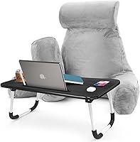 Vista 149 de Nestl Reading Pillow with Portable Laptop Lap Desk - Shredded Memory Foam Back Support Pillow for Sitting Up in Bed and Couch Rest Pillows with Navy