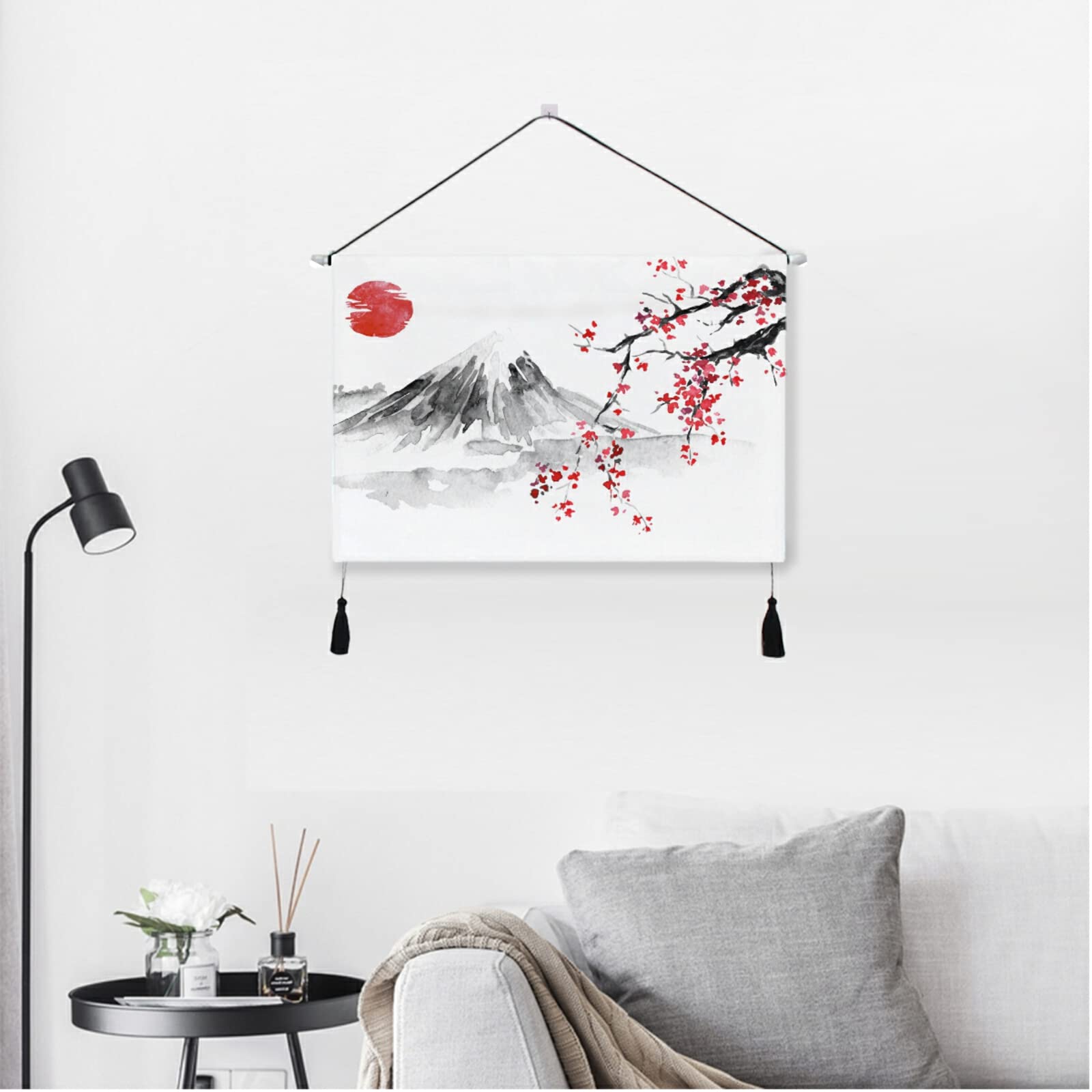 Amazon.co.jp: タペストリー 掛け軸 富士山 桜 さくら 和風柄