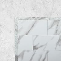 DICOFUN 24-Pack White Marble Peel & Stick Tile Trim Edge Molding - 6" Self-Adhesive for Backsplash, Kitchen & Bath