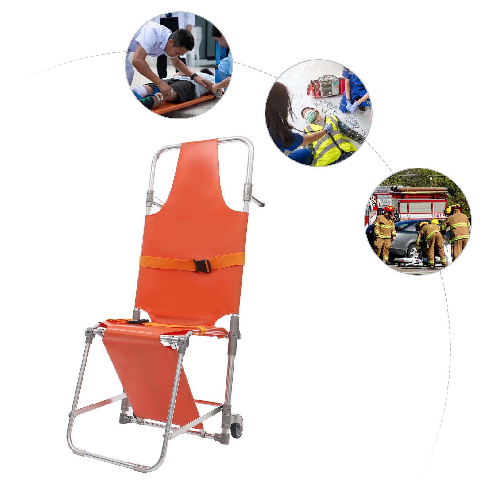 Krzesło schodowe, składany wózek inwalidzki z 2 kółkami i pasami bezpieczeństwa, wysokość siedziska 49 cm, nośność 159 kg, wykonany z aluminium, dla seniorów i pacjentów