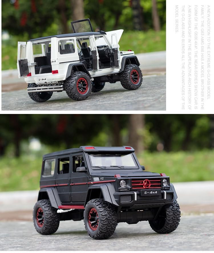 Image of 1 /24 Big Mercedes AMG G500 4X4 Toy Car Metal Pull Back Diecast Car with Openable Door and Sound Light, Gifts Toys for Kids (Black)