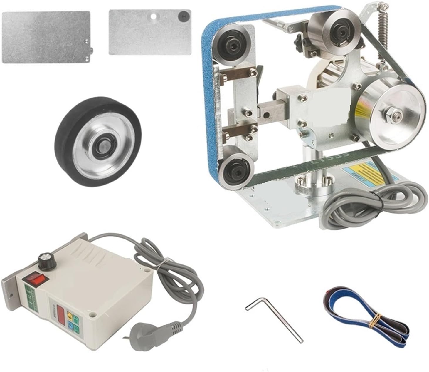 Sander, Polisher Abrasive Belt Machine Industrial Grade Small Belt Sanding Machine 762x25mm polisher Sharpener Polishing Grinding Machine(Group2)