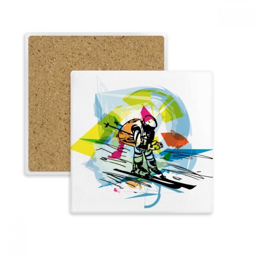 Dessous de verre ski freestyle, le cadeau idéal en pierre carrée pour fans de glisse
