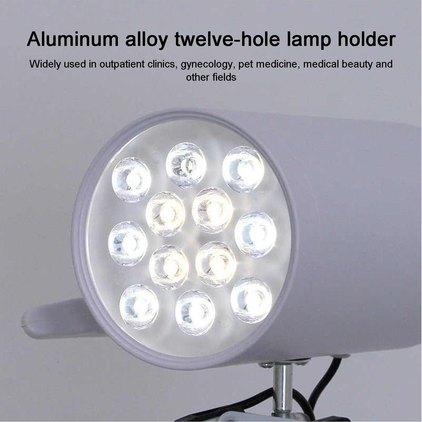 12 W Chirurgische LED Untersuchungslampe, Op Untersuchungsleuchte Mobile, 12 Loch Untersuchungslampe für Zahnärzte, mit Federlampenarm und Metalllampenschirm