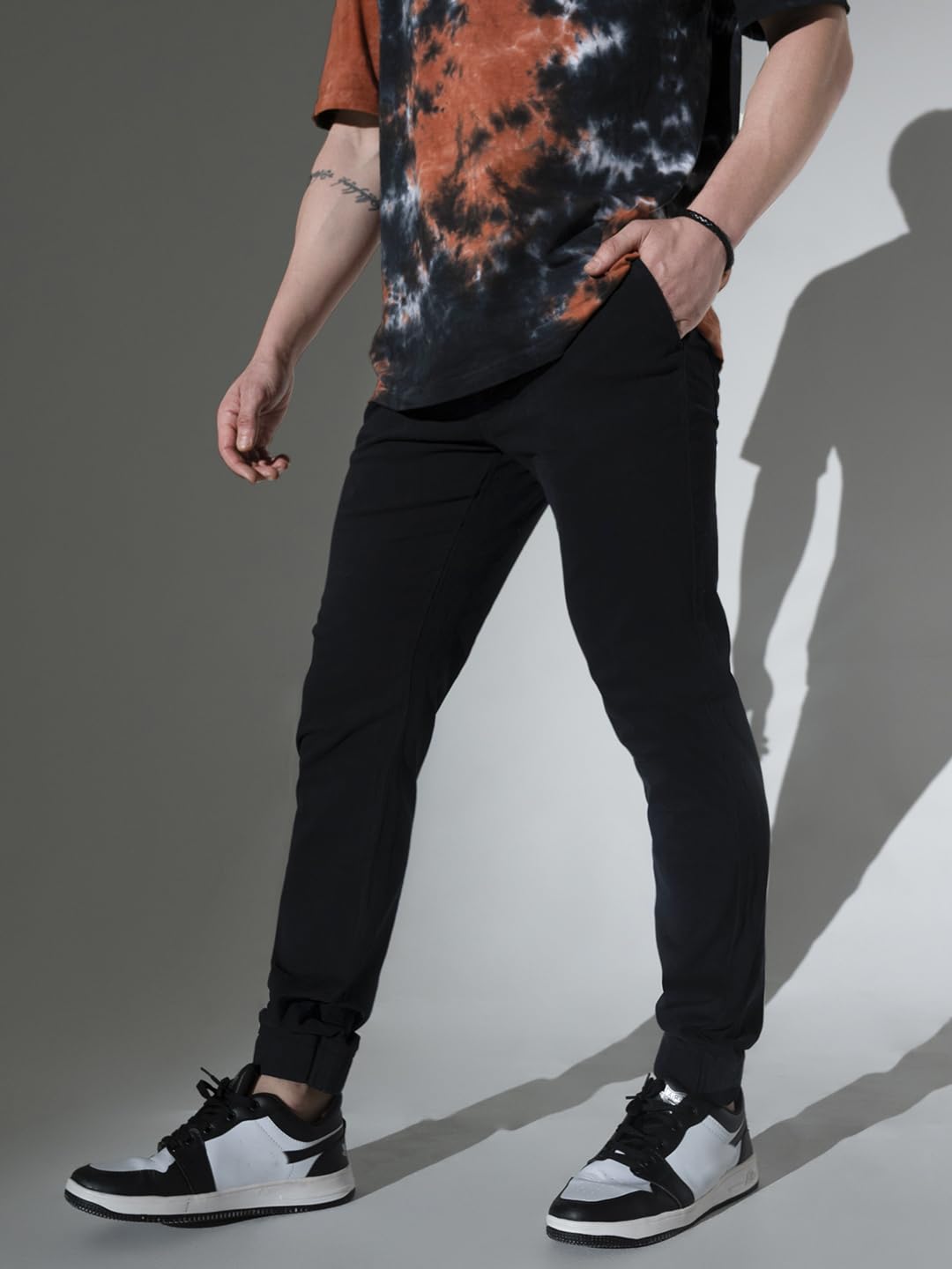 Hubberholme Męski szary Regular Smart Joggers HHMWTS001_GR