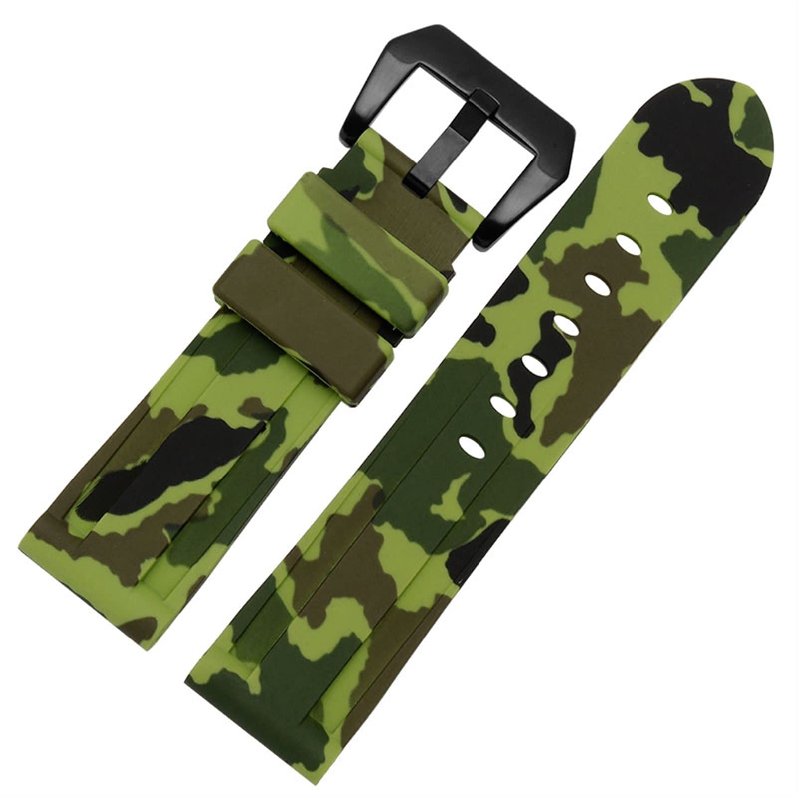 Correa de silicona de 22mm para reloj PAM111 camuflaje verde negro 8
