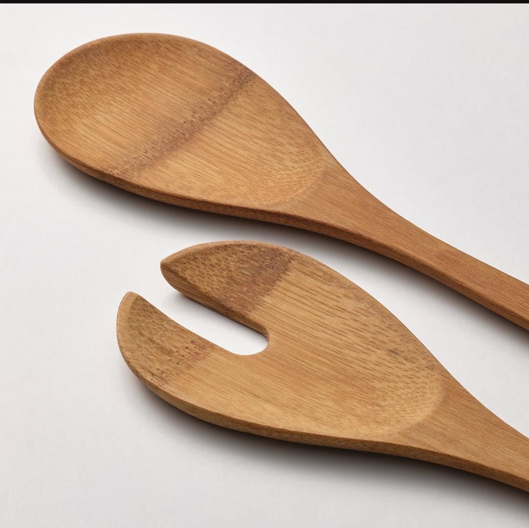 ZOZA ONLINE STORE Elegant 2-Piece Wooden Salad Serving Set, Natural Wood Spoons for Stylish Dining, Entertaining, and Everyday Kitchen or Table Use 1
