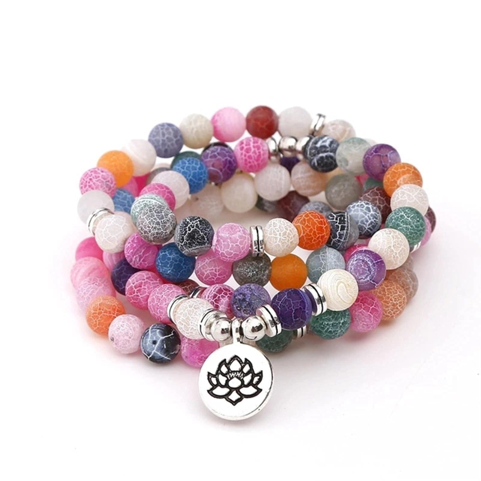 Women Men Bracelets 108 Beads Natural Stones Wristband Necklace Natural Wrap