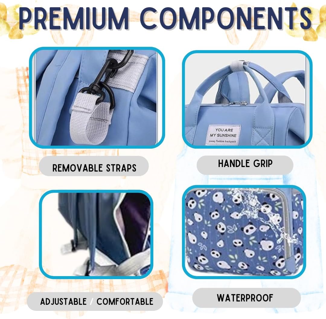Small Diaper Bag Backpack for Baby Boy with Insulated Pockets, Stroller Straps. Blue Baby Bag for Mom Dad.